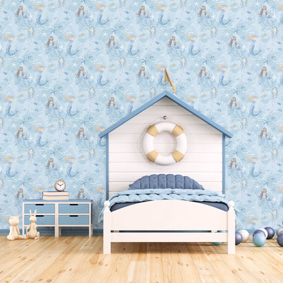 product image for Mermaids Blue/Glitter Wallpaper from the Tiny Tots 2 Collection by Galerie Wallcoverings 57