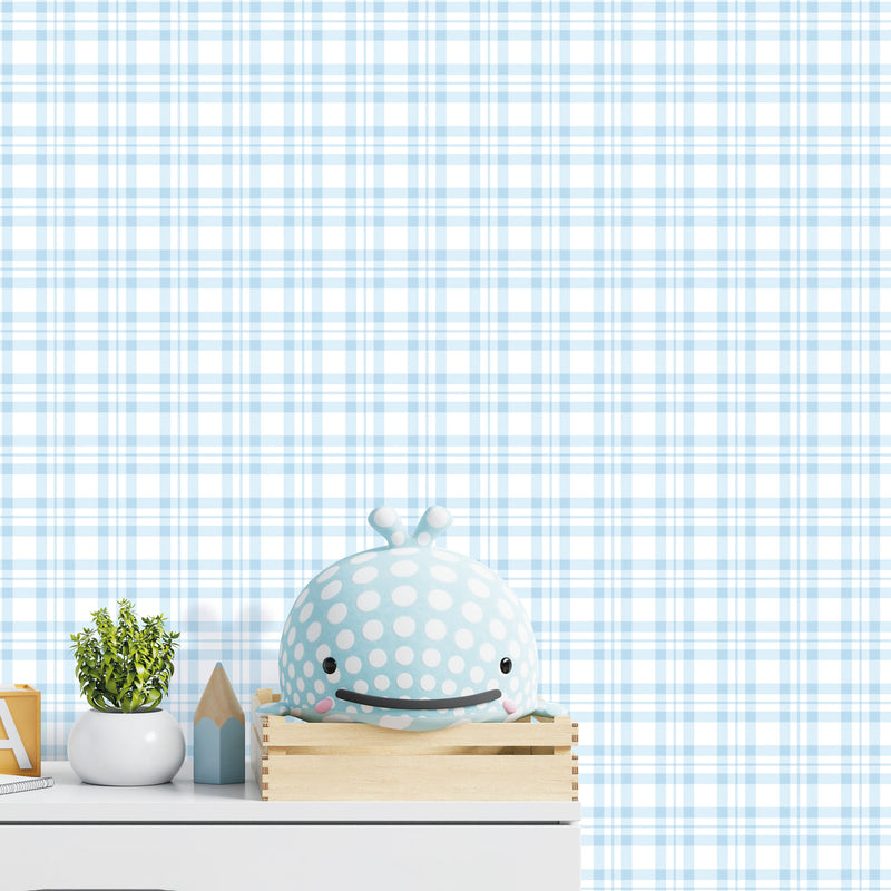 media image for Plaid Light Blue Wallpaper from the Tiny Tots 2 Collection by Galerie Wallcoverings 220