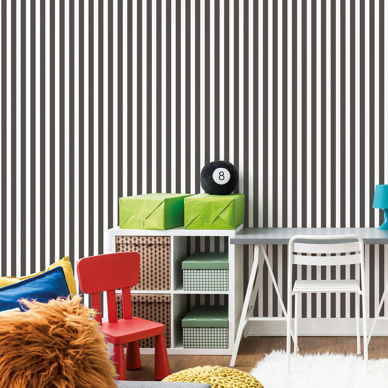 media image for Regency Stripe Black Wallpaper from the Tiny Tots 2 Collection by Galerie Wallcoverings 217