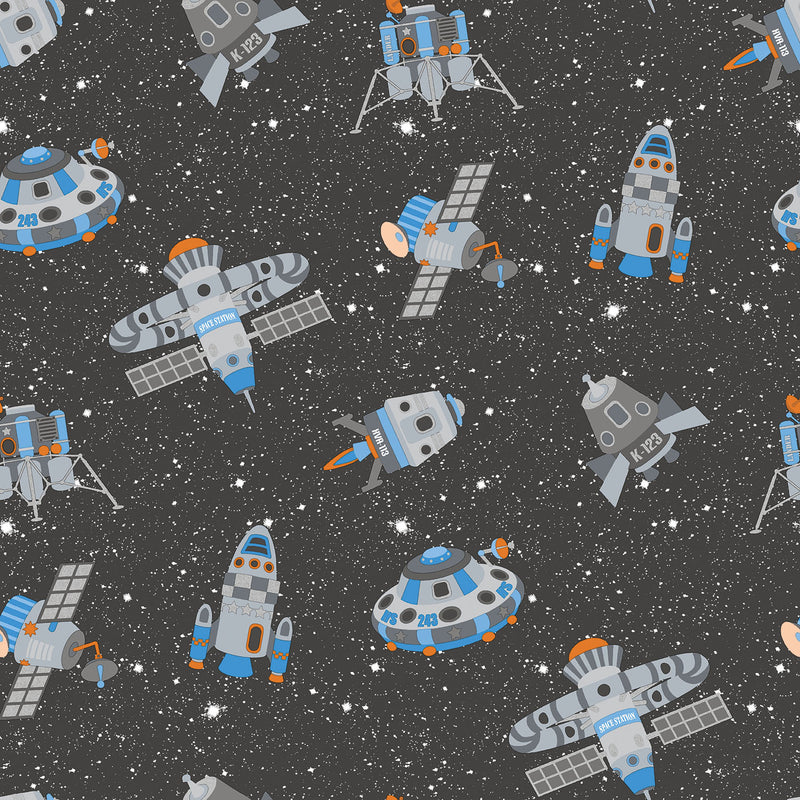 media image for Spaceships Black Multi Wallpaper from the Tiny Tots 2 Collection by Galerie Wallcoverings 217