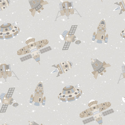 product image for Spaceships Greige/Glitter Wallpaper from the Tiny Tots 2 Collection by Galerie Wallcoverings 40