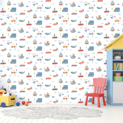 product image for Transportation Blue/Red Wallpaper from the Tiny Tots 2 Collection by Galerie Wallcoverings 35