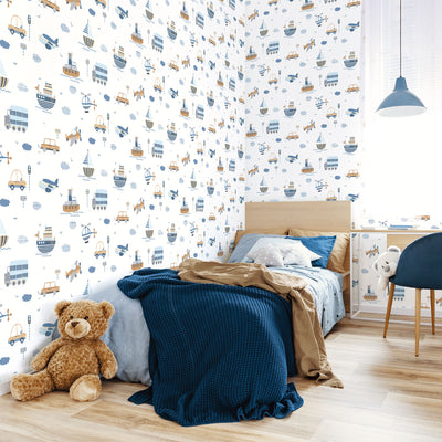 product image for Transportation Brown/Blue Wallpaper from the Tiny Tots 2 Collection by Galerie Wallcoverings 5