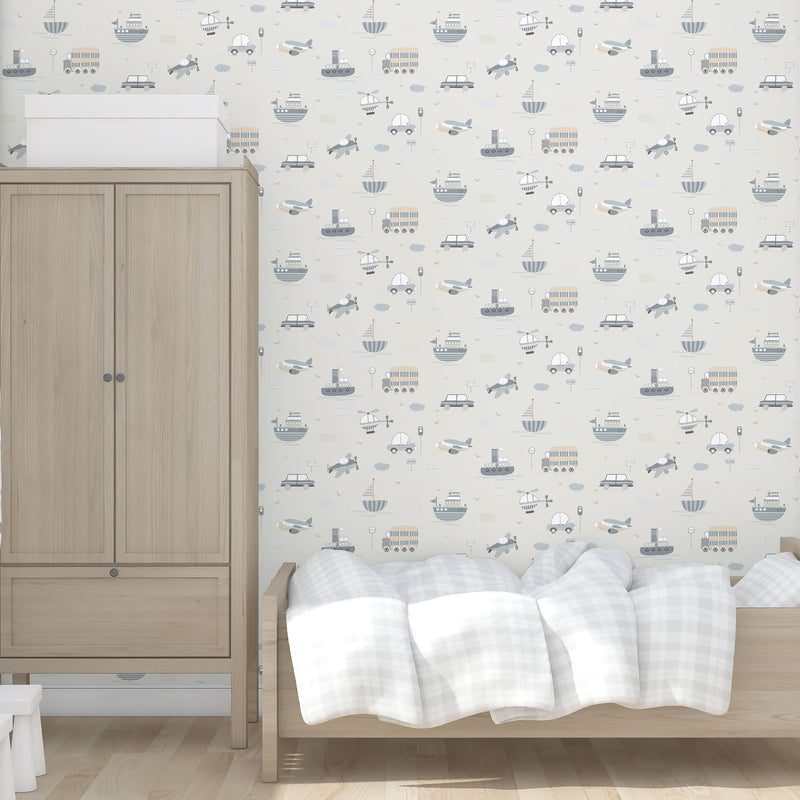media image for Transportation Greige/Tan Wallpaper from the Tiny Tots 2 Collection by Galerie Wallcoverings 264