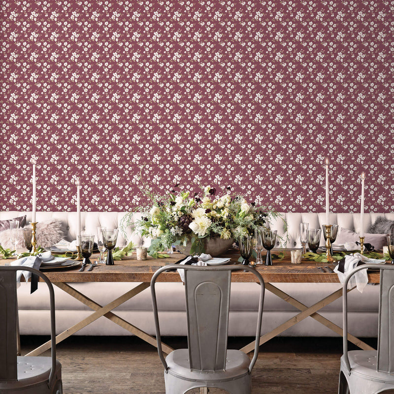 media image for Anemone Mini Cranberry Wallpaper from the Secret Garden Collection by Galerie Wallcoverings 279