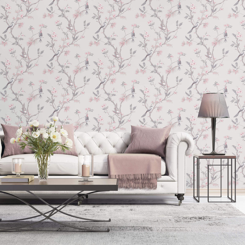 media image for Classic Bird Trail Grey Wallpaper from the Secret Garden Collection by Galerie Wallcoverings 238