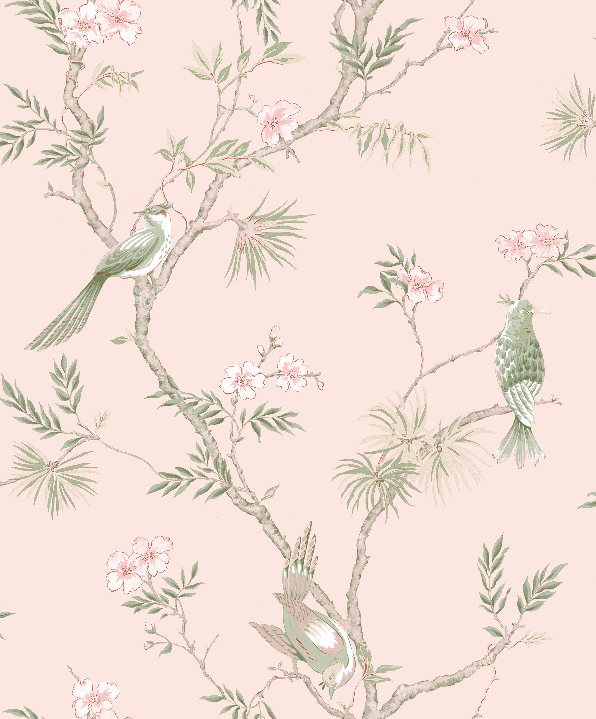 Shop Sample Classic Bird Trail Pink Wallpaper from the Secret Garden ...