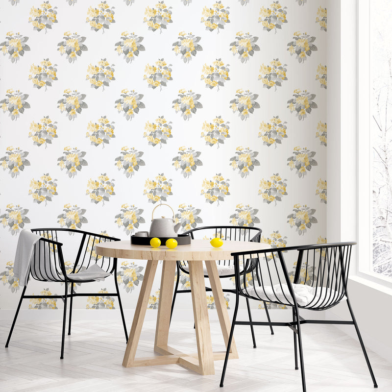 media image for Classic Bouquet Yellow Wallpaper from the Secret Garden Collection by Galerie Wallcoverings 280