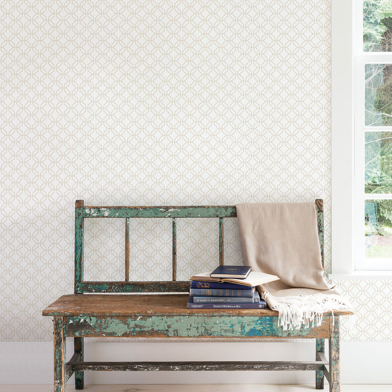 media image for Trellis Positive Taupe Wallpaper from the Secret Garden Collection by Galerie Wallcoverings 249