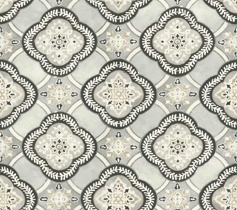 media image for Garden Trellis Onyx Wallpaper from the Greenhouse Collection by York Wallcoverings 212