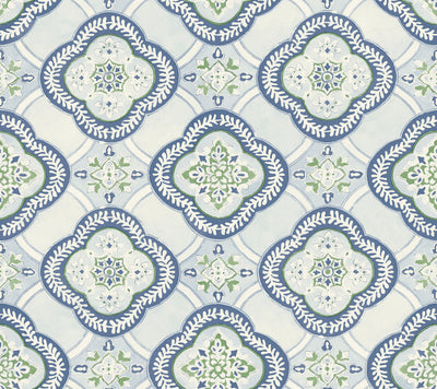 product image for Garden Trellis Cobalt Wallpaper from the Greenhouse Collection by York Wallcoverings 50