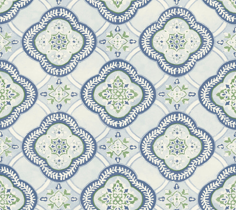 media image for Garden Trellis Cobalt Wallpaper from the Greenhouse Collection by York Wallcoverings 298