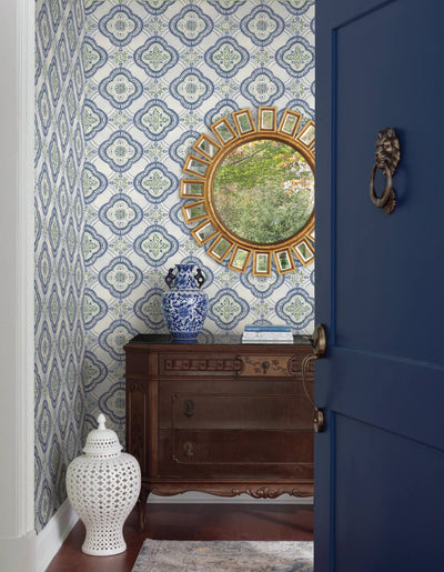 product image for Garden Trellis Cobalt Wallpaper from the Greenhouse Collection by York Wallcoverings 83