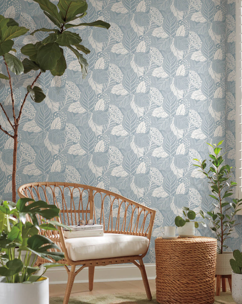 media image for Vinca Smoky Blue Wallpaper from the Greenhouse Collection by York Wallcoverings 277