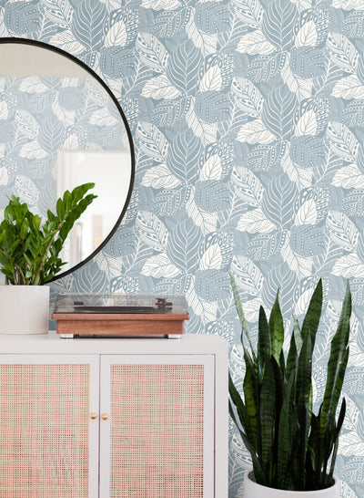 product image for Vinca Smoky Blue Wallpaper from the Greenhouse Collection by York Wallcoverings 4