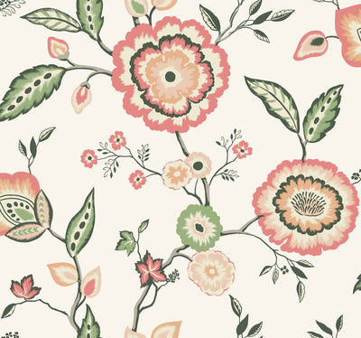 product image for Dahlia Blooms Cotton/Coral Wallpaper from the Greenhouse Collection by York Wallcoverings 32