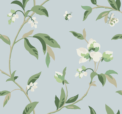 product image of Springtime Sky/Eucalyptus Wallpaper from the Greenhouse Collection by York Wallcoverings 59