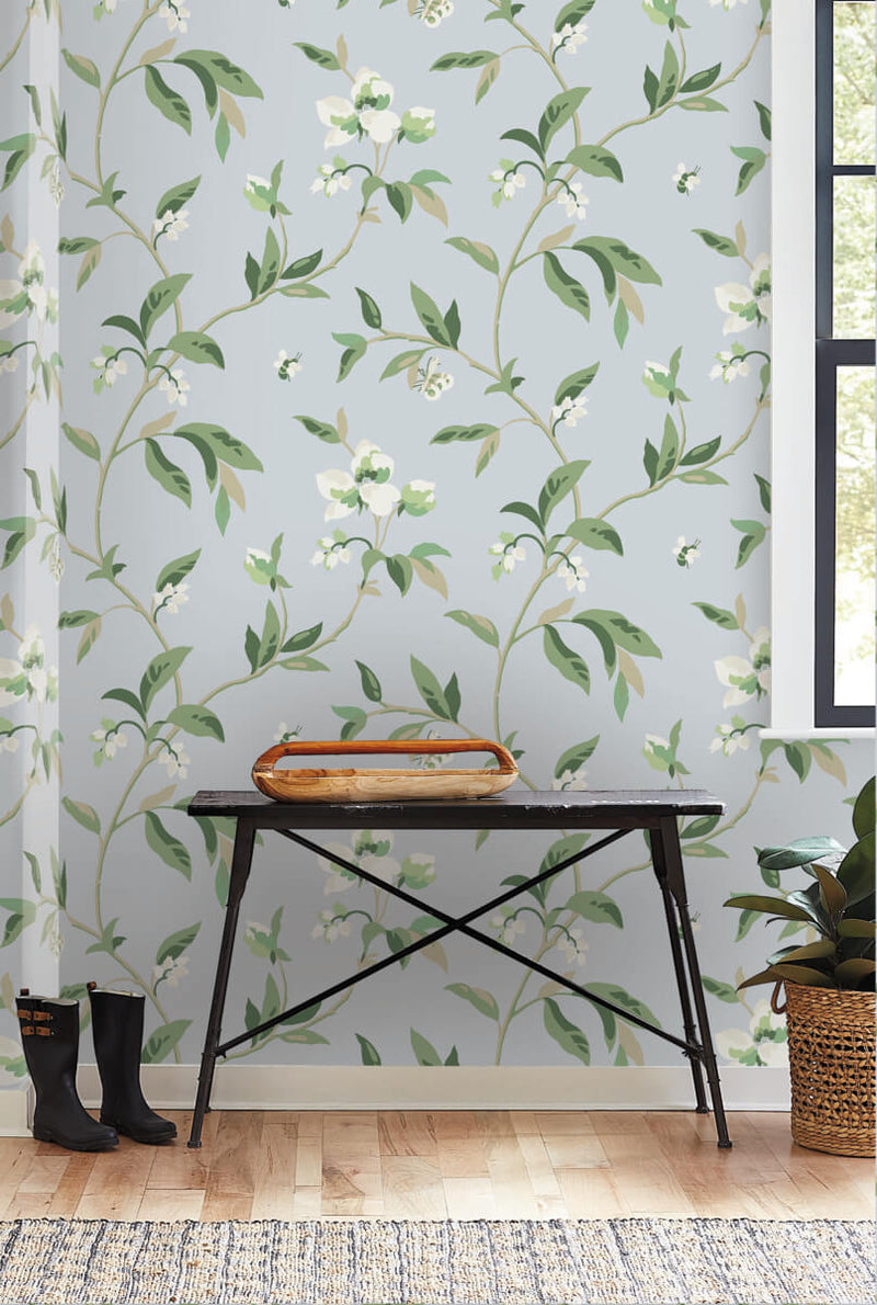 media image for Springtime Sky/Eucalyptus Wallpaper from the Greenhouse Collection by York Wallcoverings 279