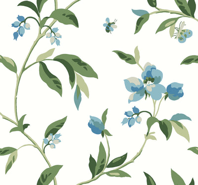 product image for Springtime Cotton/Peacock Wallpaper from the Greenhouse Collection by York Wallcoverings 70