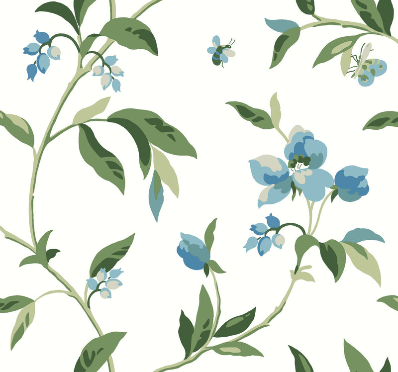 media image for Springtime Cotton/Peacock Wallpaper from the Greenhouse Collection by York Wallcoverings 227