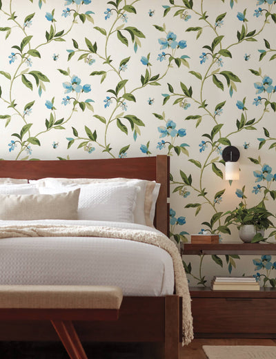 product image for Springtime Cotton/Peacock Wallpaper from the Greenhouse Collection by York Wallcoverings 28