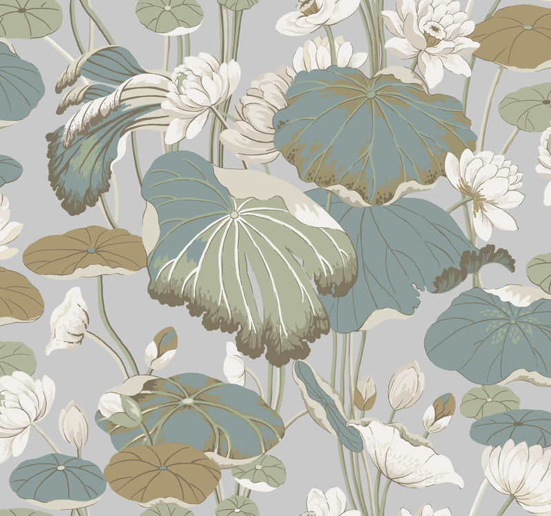 media image for Lotus Pond Heather/Cotton Wallpaper from the Greenhouse Collection by York Wallcoverings 267