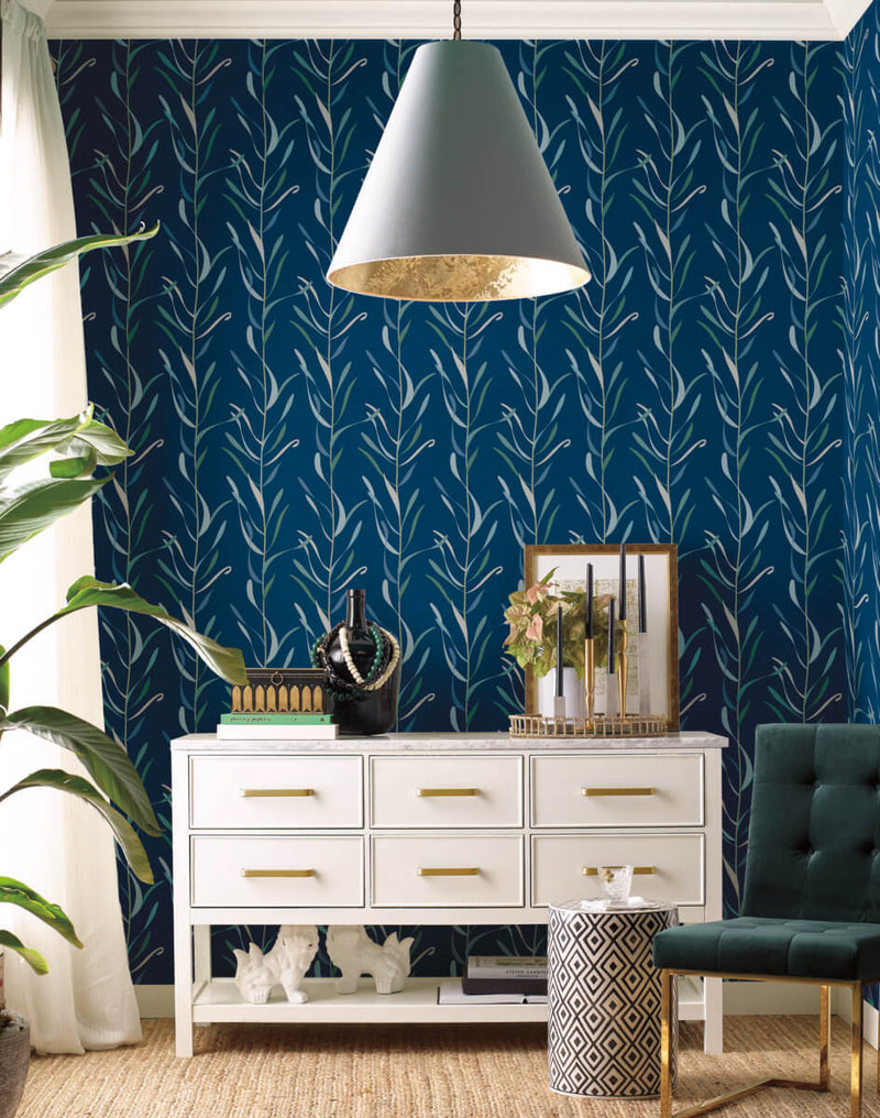 media image for Chloe Vine Indigo Wallpaper from the Greenhouse Collection by York Wallcoverings 212