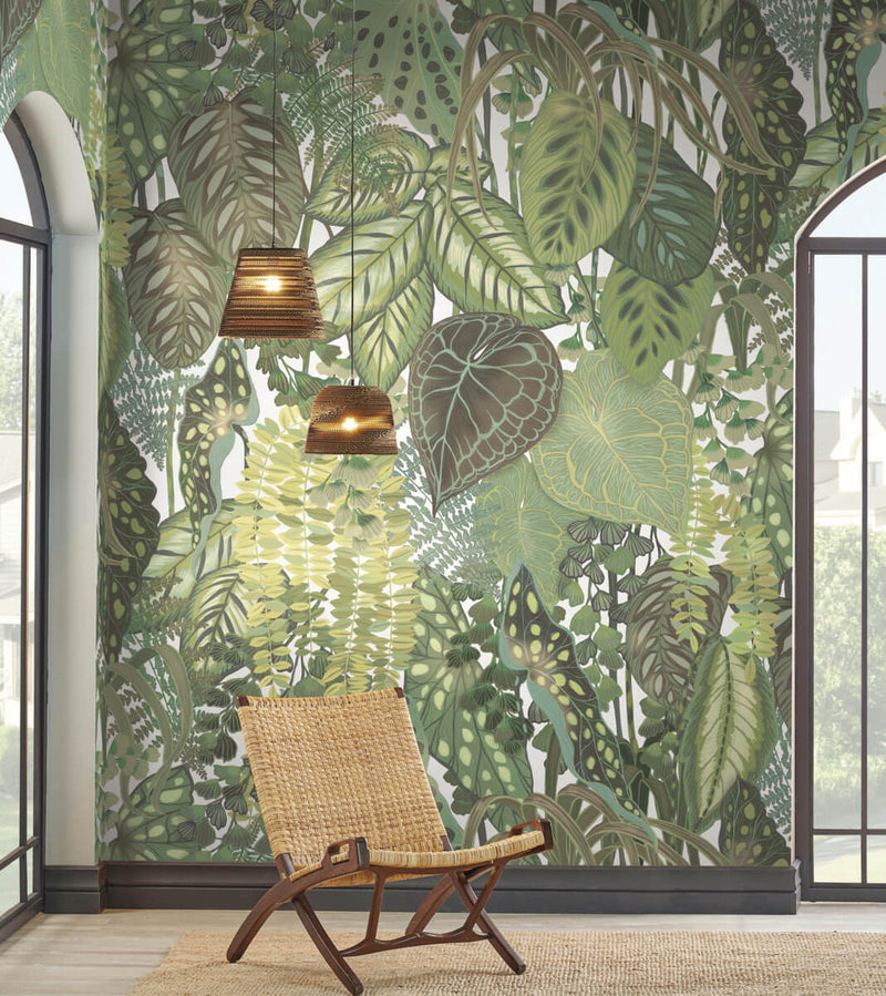 media image for Greenery Cotton Wall Mural from the Greenhouse Collection by York Wallcoverings 262