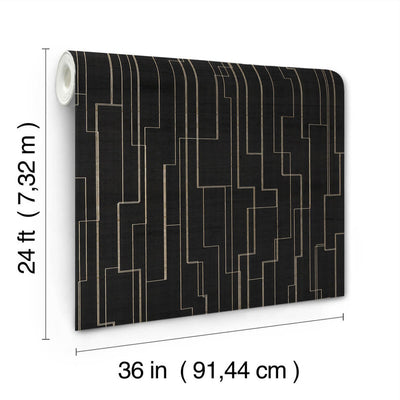 product image for Inlay Line Wallpaper in Black 55