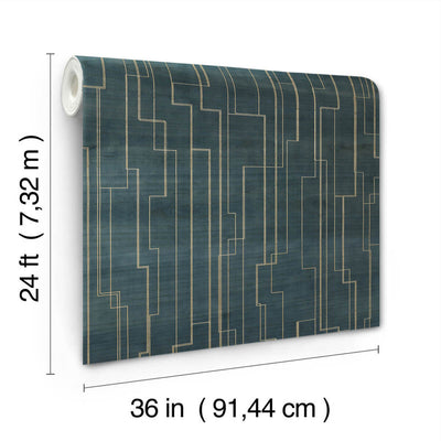 product image for Inlay Line Wallpaper in Peacock 64