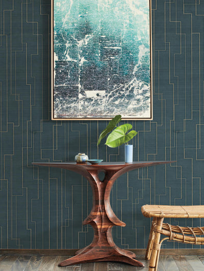 product image for Inlay Line Wallpaper in Peacock 16