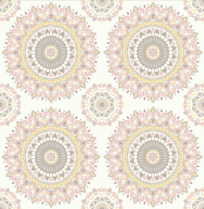 product image of Gemma Light Pink Boho Medallion Wallpaper from the Kismet Collection by Brewster Home Fashions 569