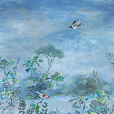product image of Giardino Segreto Scene 2 Wall Mural in Delft from the Mandora Collection by Designers Guild 526