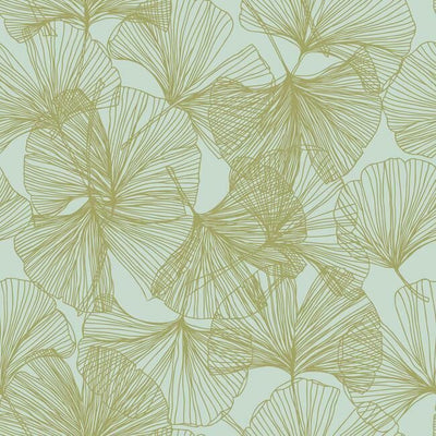 product image of sample gingko leaves peel stick wallpaper in green and gold by roommates for york wallcoverings 1 56