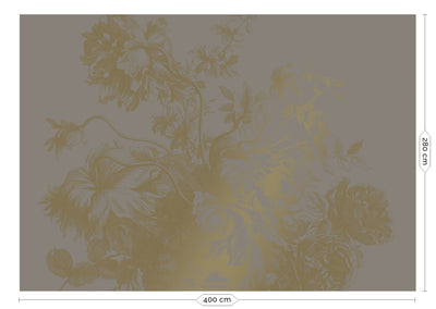 product image for Gold Metallic Wall Mural in Engraved Flowers Grey by Kek Amsterdam 3