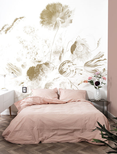 product image of Gold Metallic Wall Mural in Golden Age Flowers White by Kek Amsterdam 592