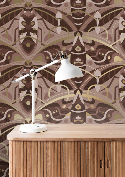 product image for Gold Metallic Wallpaper Art Deco Animaux in Beetle Taupe by Kek Amsterdam 11