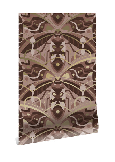 product image of Gold Metallic Wallpaper Art Deco Animaux in Beetle Taupe by Kek Amsterdam 549