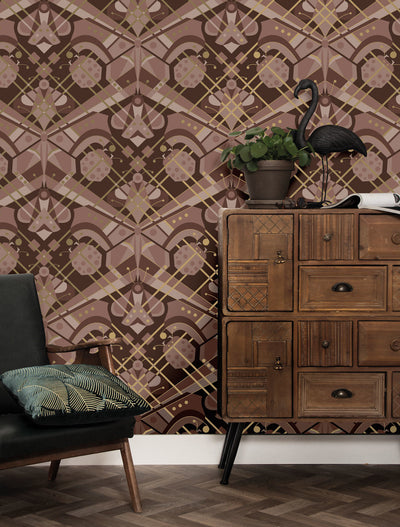 product image for Gold Metallic Wallpaper Art Deco Animaux in Butterfly Taupe by Kek Amsterdam 46