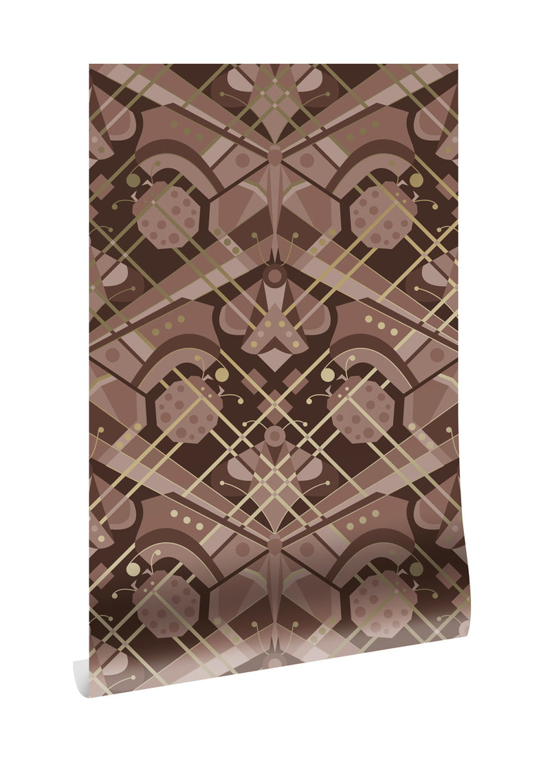 media image for Gold Metallic Wallpaper Art Deco Animaux in Butterfly Taupe by Kek Amsterdam 266