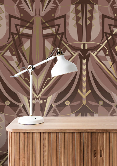 product image for Gold Metallic Wallpaper Art Deco Animaux in Grasshopper Taupe by Kek Amsterdam 76