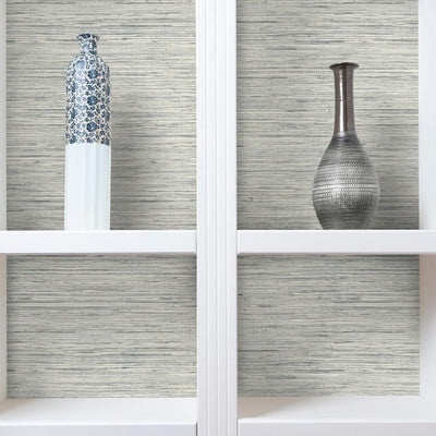 product image for Grasscloth Peel & Stick Wallpaper in Blue by RoomMates for York Wallcoverings 61