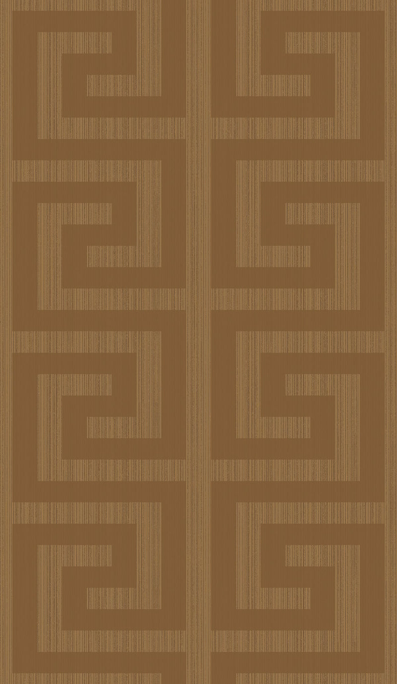 media image for sample greek key wallpaper in metallic terracotta from the essential textures collection by seabrook wallcoverings 1 220