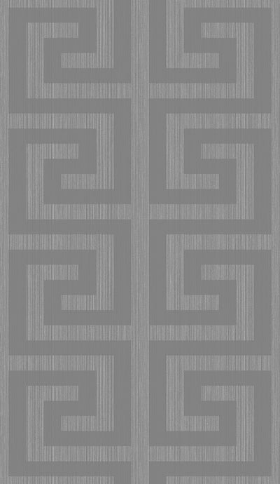 product image of sample greek key wallpaper in silver and earl grey from the essential textures collection by seabrook wallcoverings 1 587