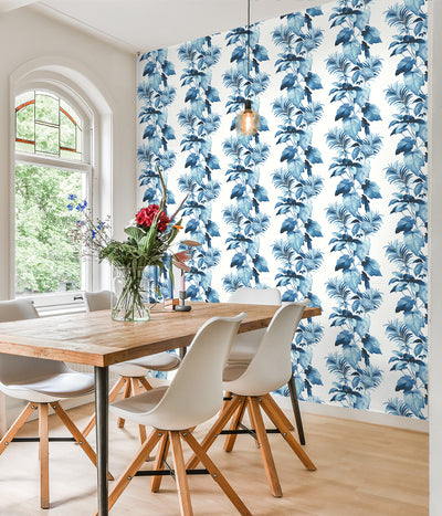 product image for Leaf Stripe Peel-and-Stick Wallpaper in Olympic Blue by Harry & Grace 91