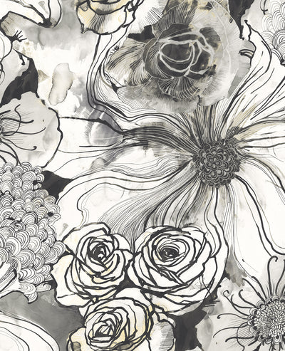 product image for Ink Rose Peel-and-Stick Wallpaper in Onyx by Harry & Grace 26