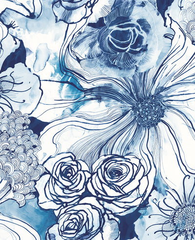 product image for Ink Rose Peel-and-Stick Wallpaper in Celtic Blue by Harry & Grace 50