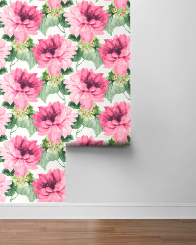 product image for Watercolor Floral Peel-and-Stick Wallpaper in Cerise Pink/Evergreen by Harry & Grace 34