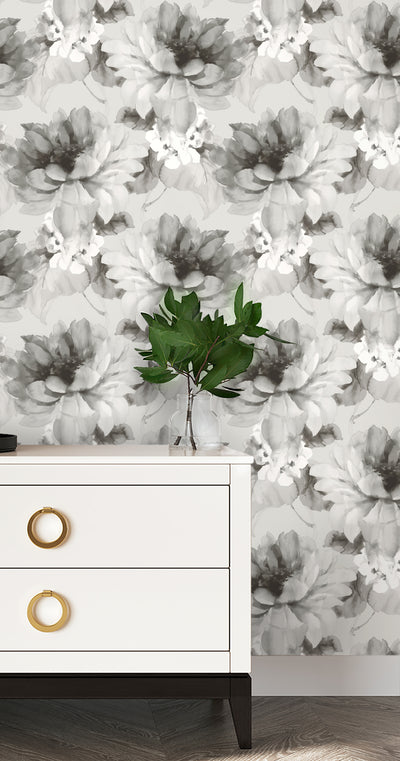 product image for Watercolor Floral Peel-and-Stick Wallpaper in Ash/Silver by Harry & Grace 86