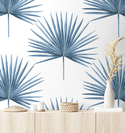product image for Pacific Palm Peel & Stick Wallpaper in Coastal Blue 14